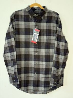 Pendleton Black and Gray Plaid Button-Down Flannel Shirt